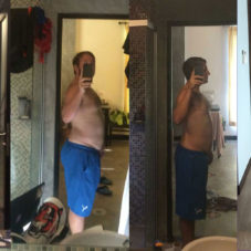 Pictures of a man periodically losing weight on a keto diet.