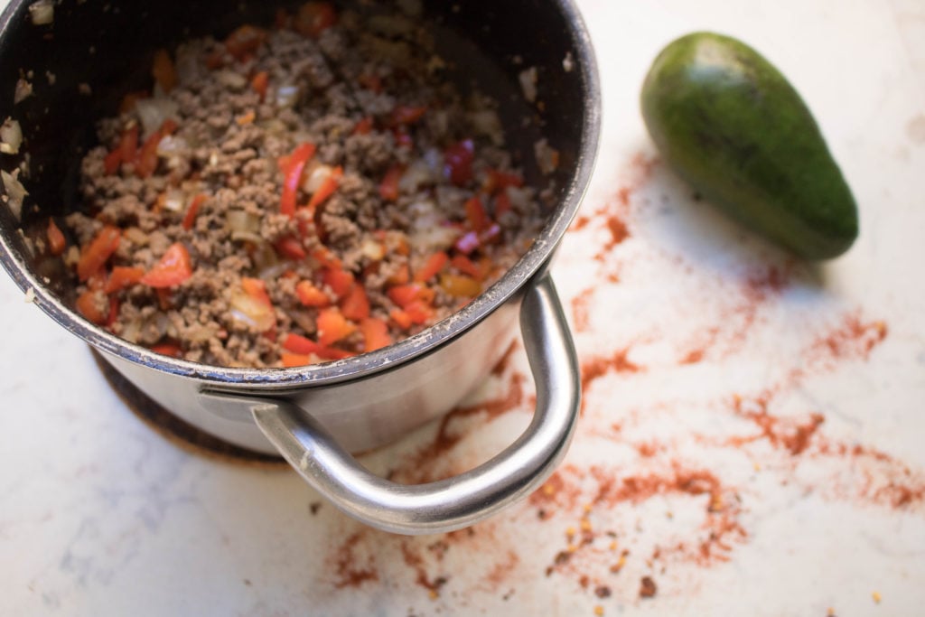 Keto chili in a mug.