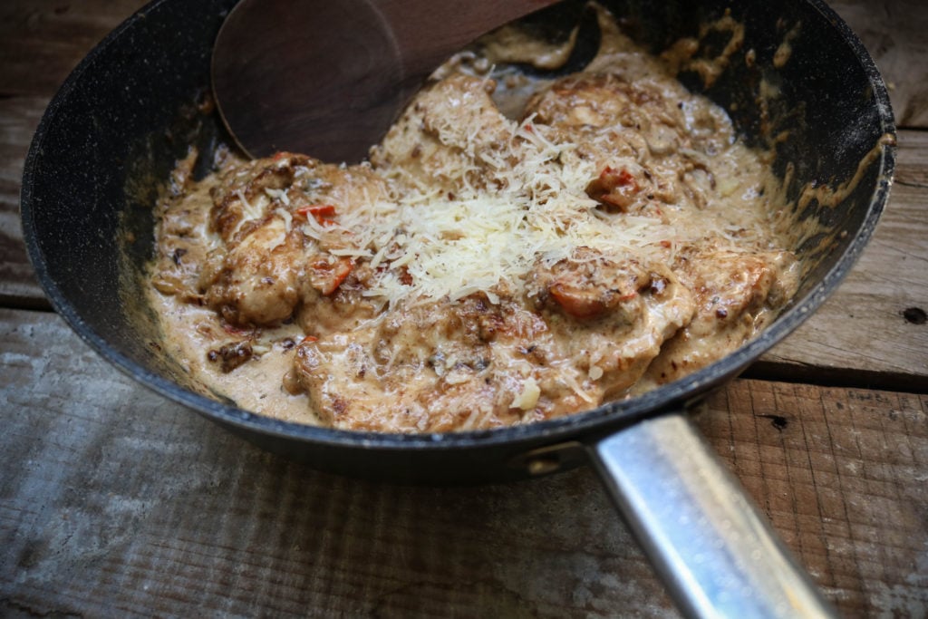 Keto spicy chicken alfredo.