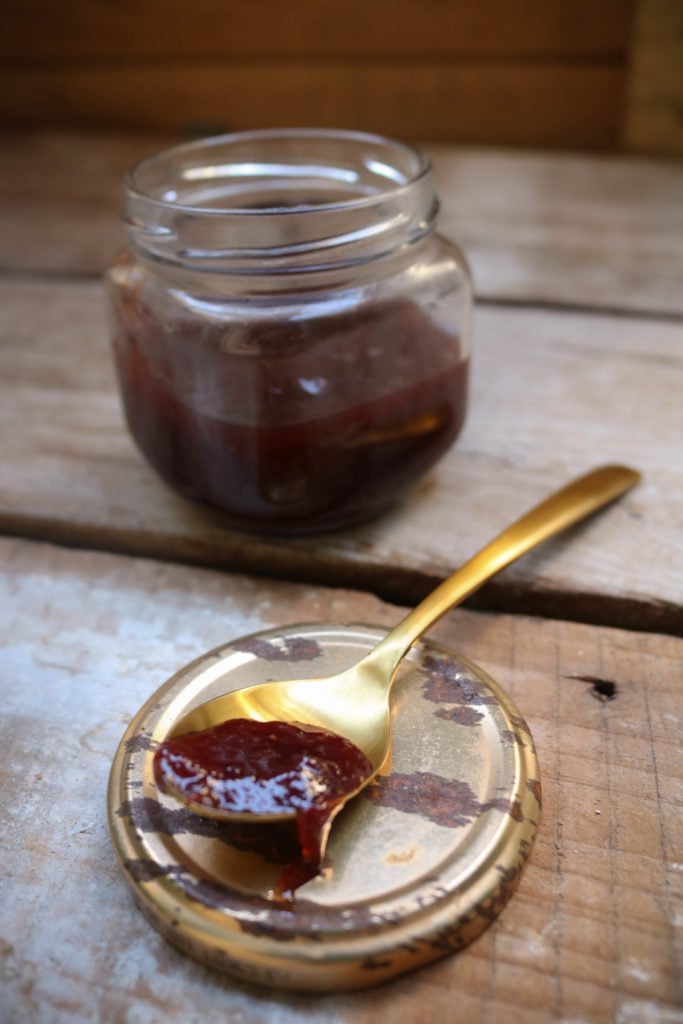 Keto cheesecake with homemade sugar free jam.