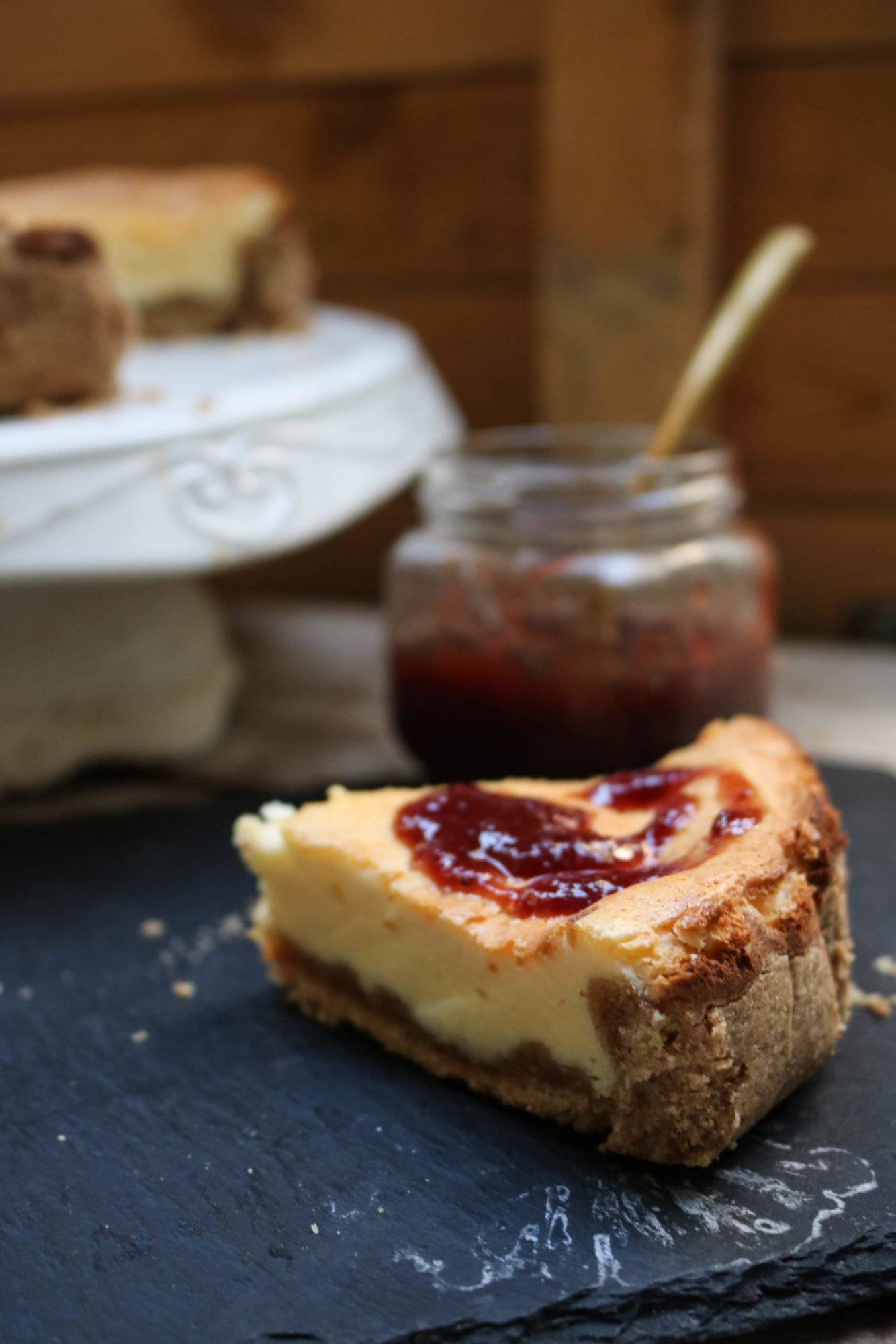 Keto cheesecake with homemade sugar free jam.