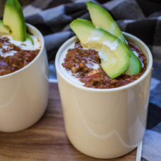 Keto chili in a mug.