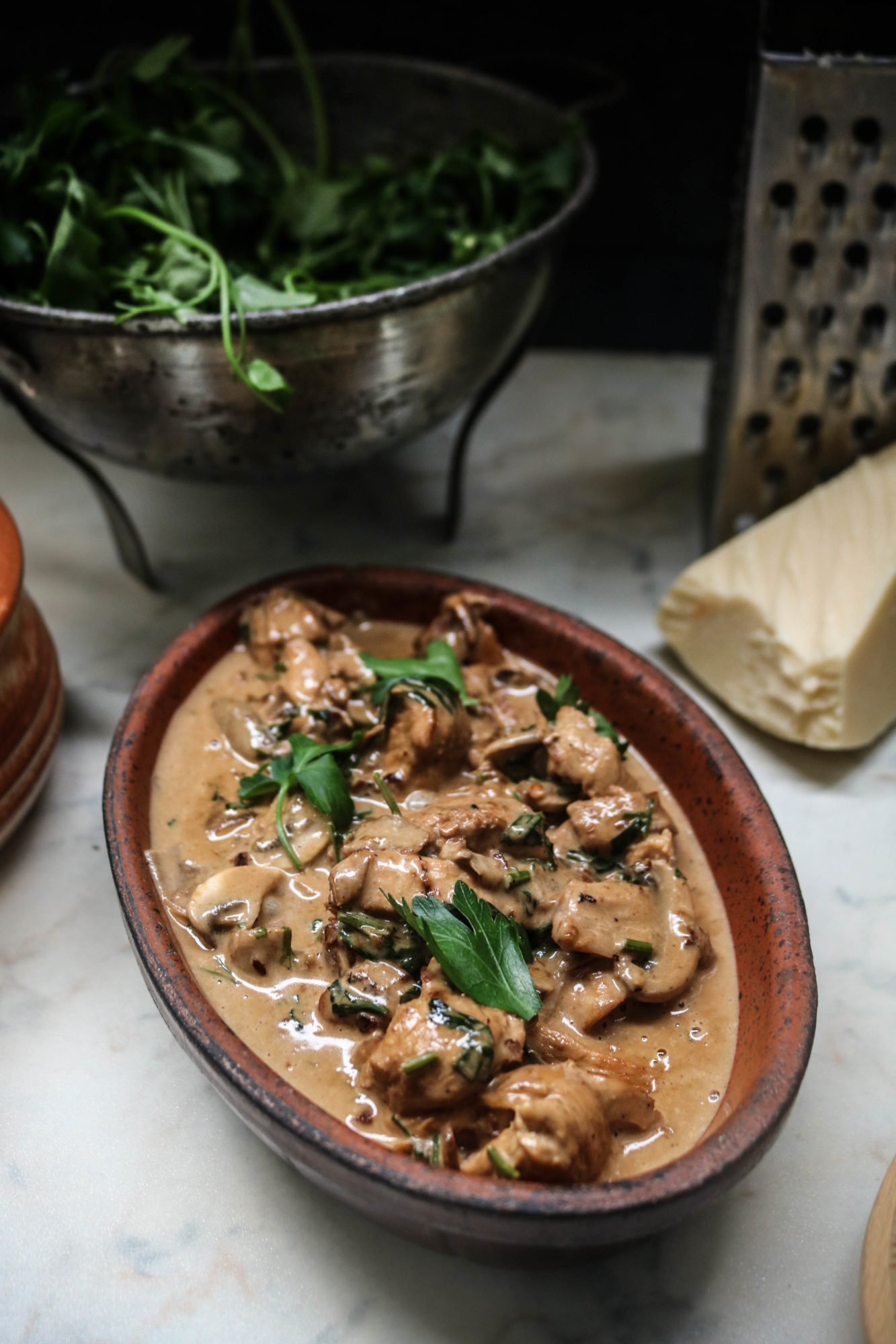 Christmas keto mushroom chicken.