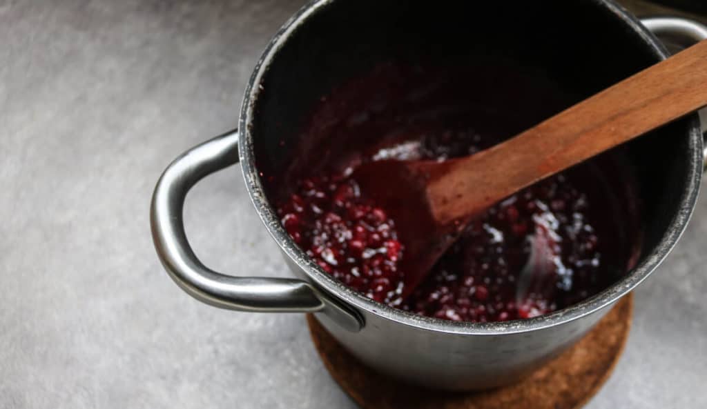 Second step on making cranberry keto sauce for thanksgiving