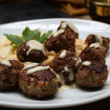 Feature post image for recipe on keto meatballs with cauliflower mash