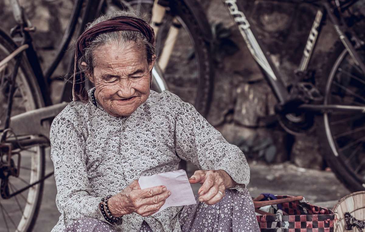 Elderly woman smiling