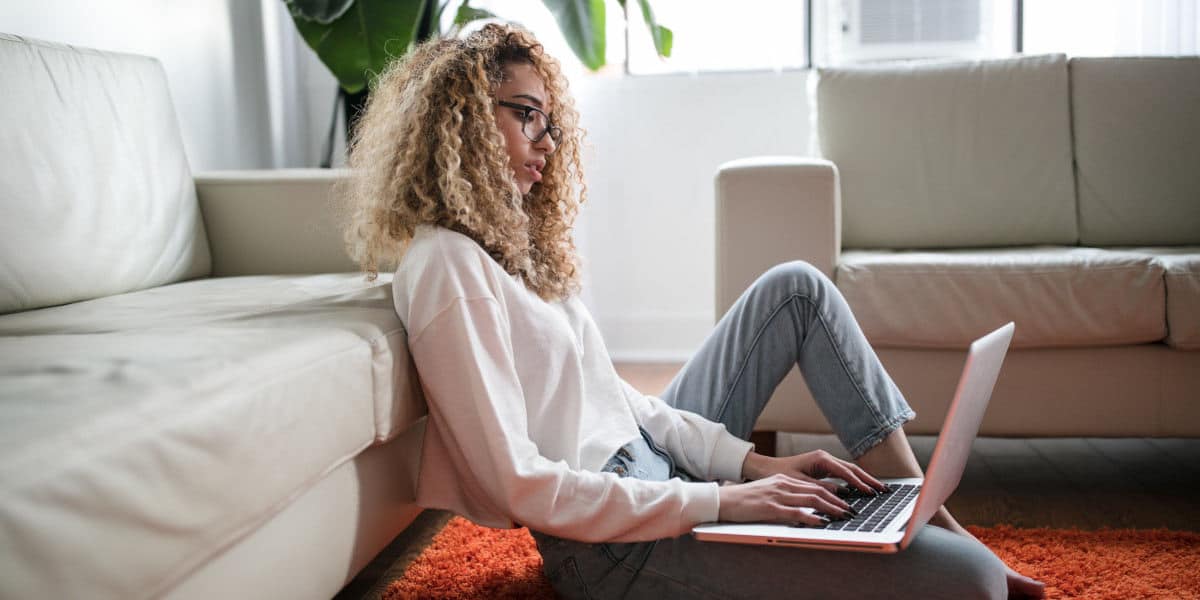 image for article on probiotics and the immune system - girl working from home 