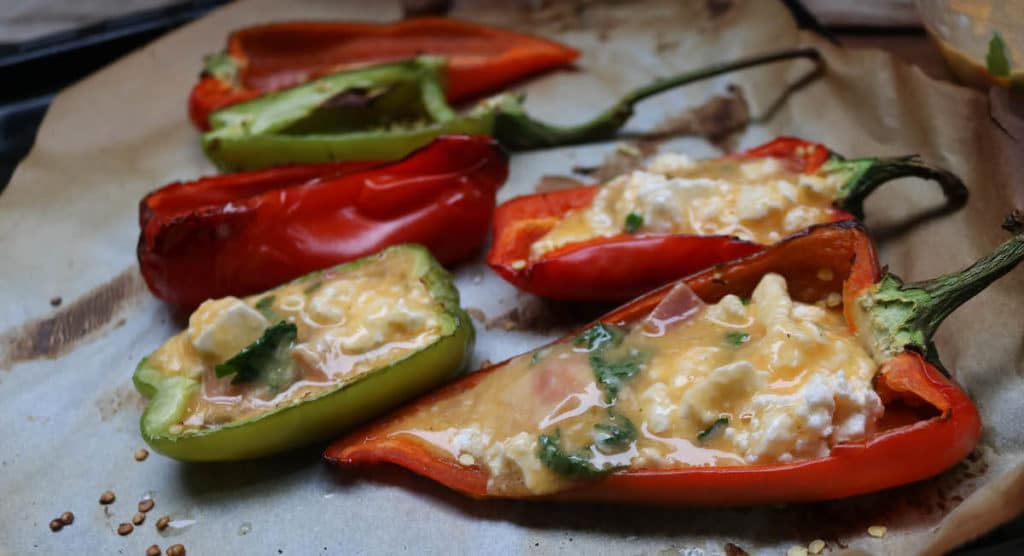 step 3 - mix the rest of the ingredients then pour into cooked peppers