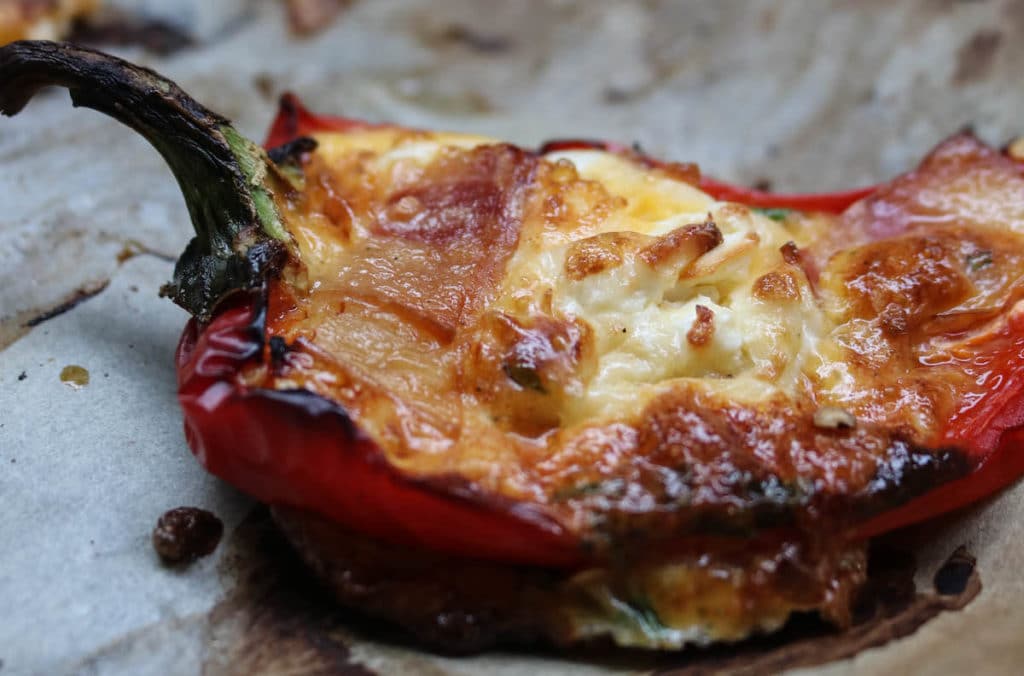 step 4 - bake keto stuffed peppers until eggs are set