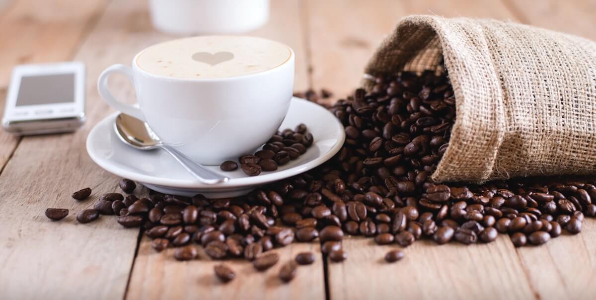 coffee beans and cup of coffee 