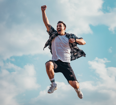 Picture of a man jumping in the air