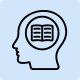 Logo of a head with a book inside